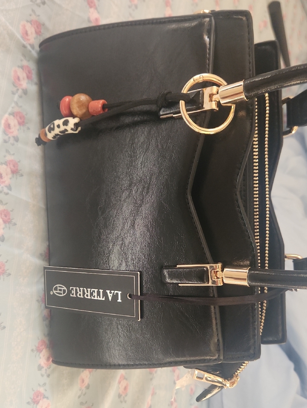 Black Patent Top-Handle Women’s Handbag